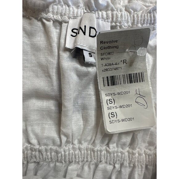 SNDYS Isabella Mini Dress in White Small New Womens Linen Boho Sundress - Picture 8 of 16
